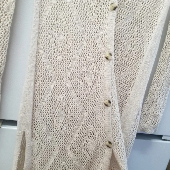 FREE people cotton knit long cream button cardigan XS - Picture 7 of 13
